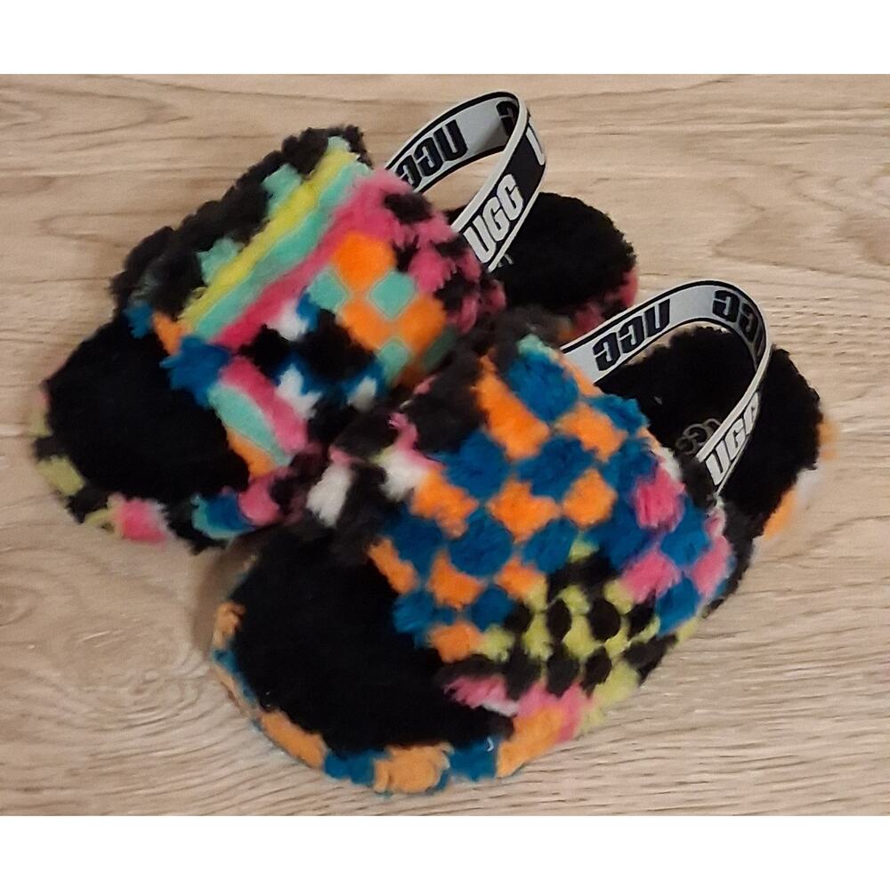 Big Girls Size 1 Multicolor UGG Fluff Yeah Slide Slipper Pre-owned Kids